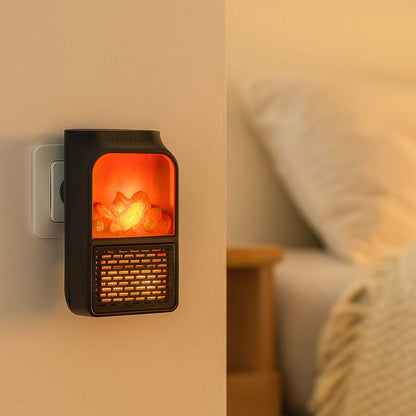 Wukusy portable electric fireplace lamp with LED flame and 900W heater, designed for office use, single piece.