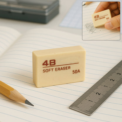 Wukusy Premium 4B Soft Eraser for office use, white rubber eraser for precise pencil correction, displayed on a clean surface