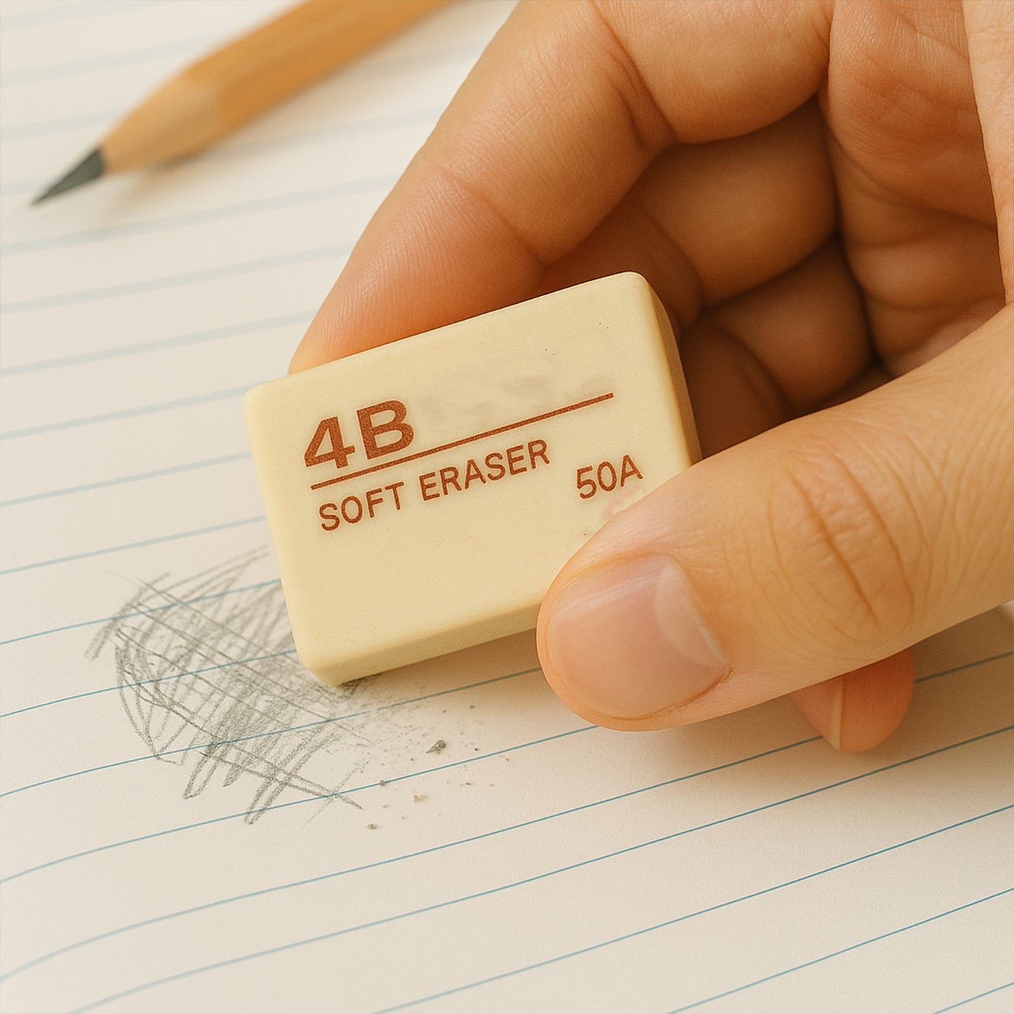 Wukusy Premium 4B soft eraser for office use, featuring a white rubber eraser suitable for precise erasing tasks.