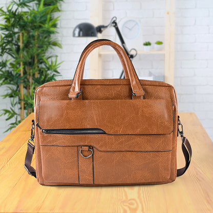 Wukusy premium faux leather multipurpose messenger briefcase with shoulder strap, ideal for office use and professional carry.