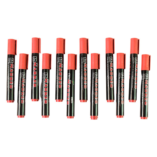 Wukusy 12-pack Premium Permanent Red Marker Pen Set for office use, featuring vibrant red ink and fine tips for writing and marking.