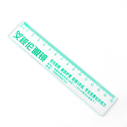 Wukusy premium transparent plastic office ruler, 15cm length, clear plastic with measurement markings, single piece.