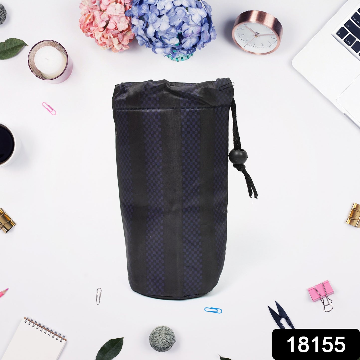 Wukusy reusable washable rope pouch for pens, pencils, and stationery, ideal for travel and office use.