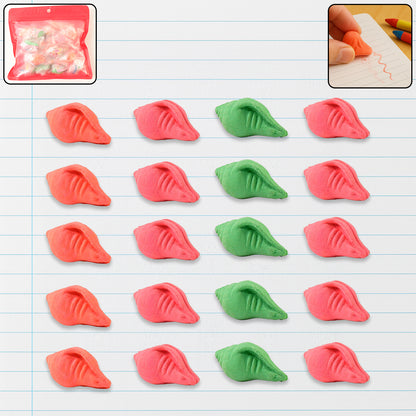 Set of 20 Wukusy Shankh Shape Eraser Rubber in mixed colors, ideal for office or school use, featuring unique shell-like designs.