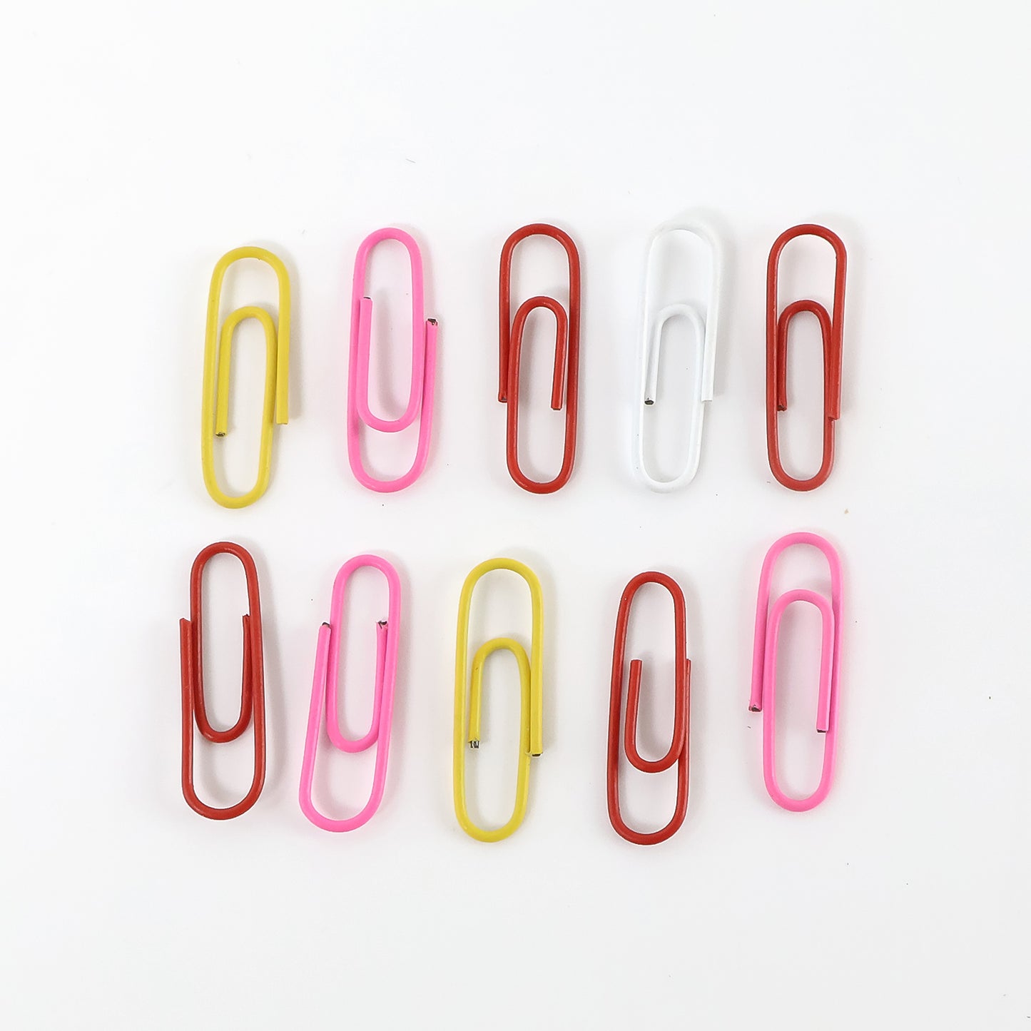 Set of 10 vinyl-coated paper clips from Wukusy, ideal for office organization and secure paper binding.