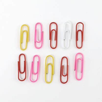 Set of 10 vinyl-coated paper clips from Wukusy, ideal for office organization and secure paper binding.