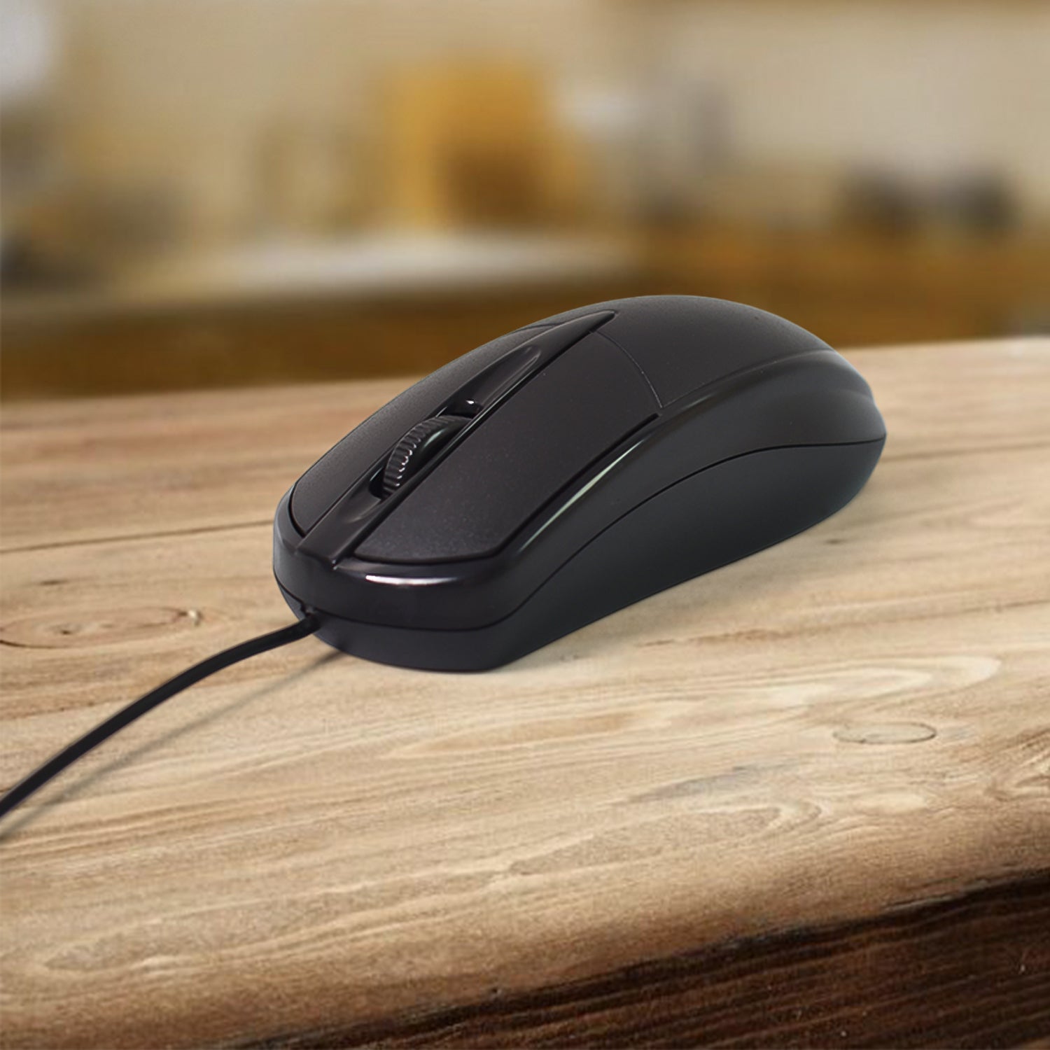 Wukusy wired USB keyboard and mouse set with 107 keys, ideal for office use, shown with black keyboard and mouse.