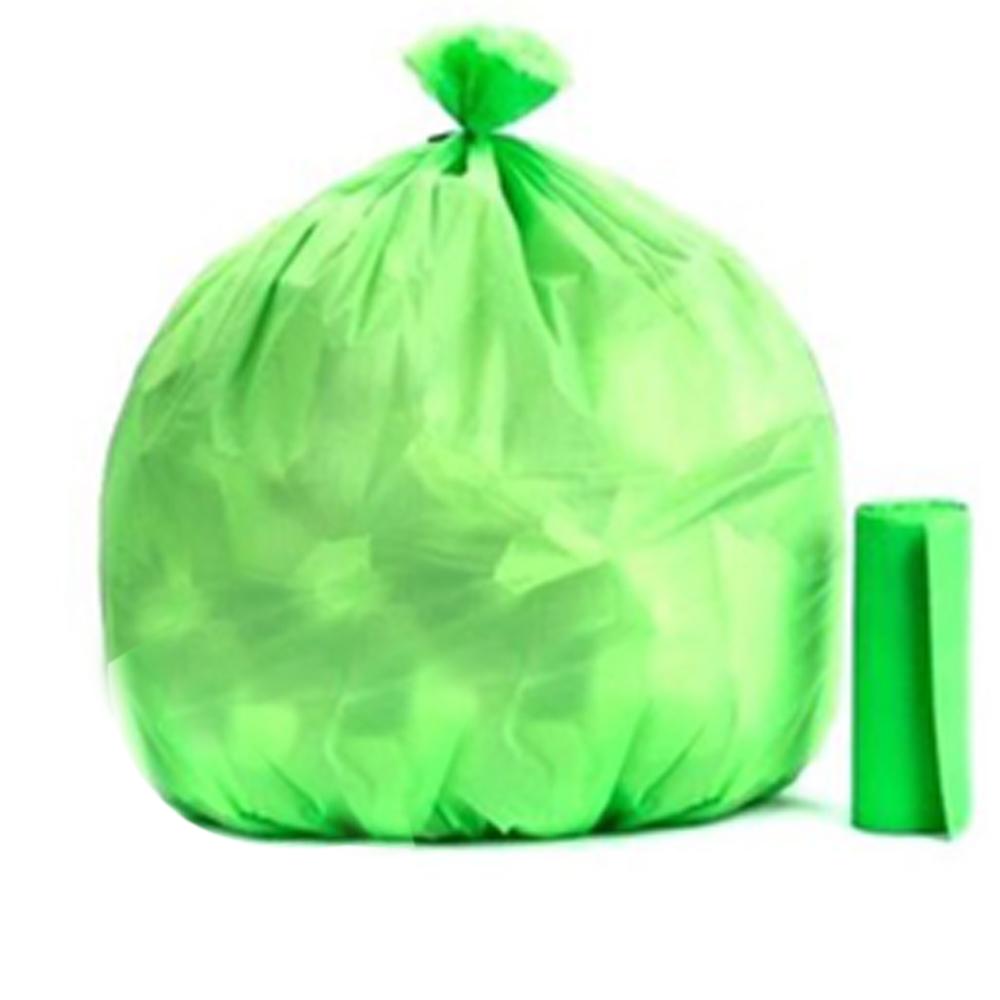 Wukusy bio-degradable eco-friendly trash bag roll in green, 19x21 inches, made for sustainable waste disposal.