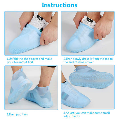Wukusy non-slip silicone rain boot shoe cover, waterproof and reusable, designed to prevent skidding and protect footwear in wet conditions.