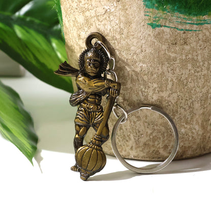 Wukusy Hanuman metal keychain set with two mix design keychains featuring Hanuman motifs and intricate details.