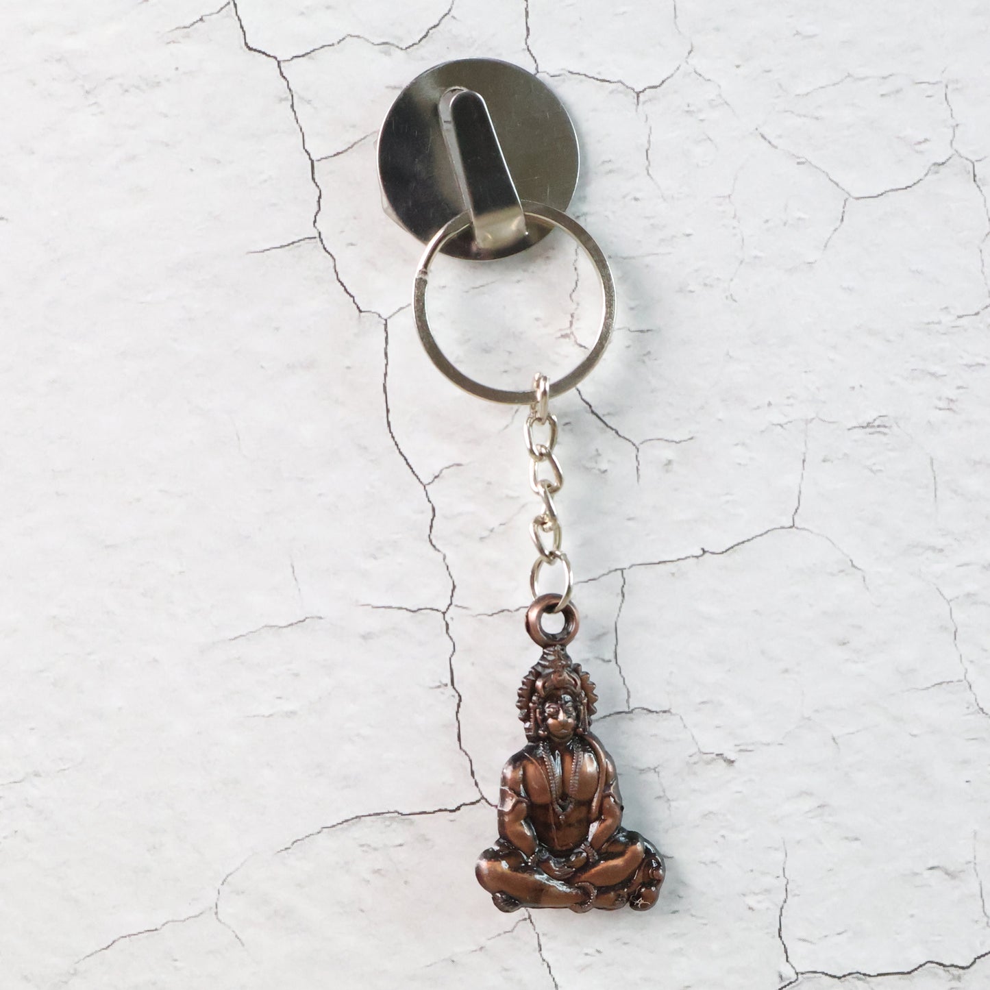 Wukusy Hanuman metal keychain set featuring two mixed design keychains with intricate Hanuman motifs.