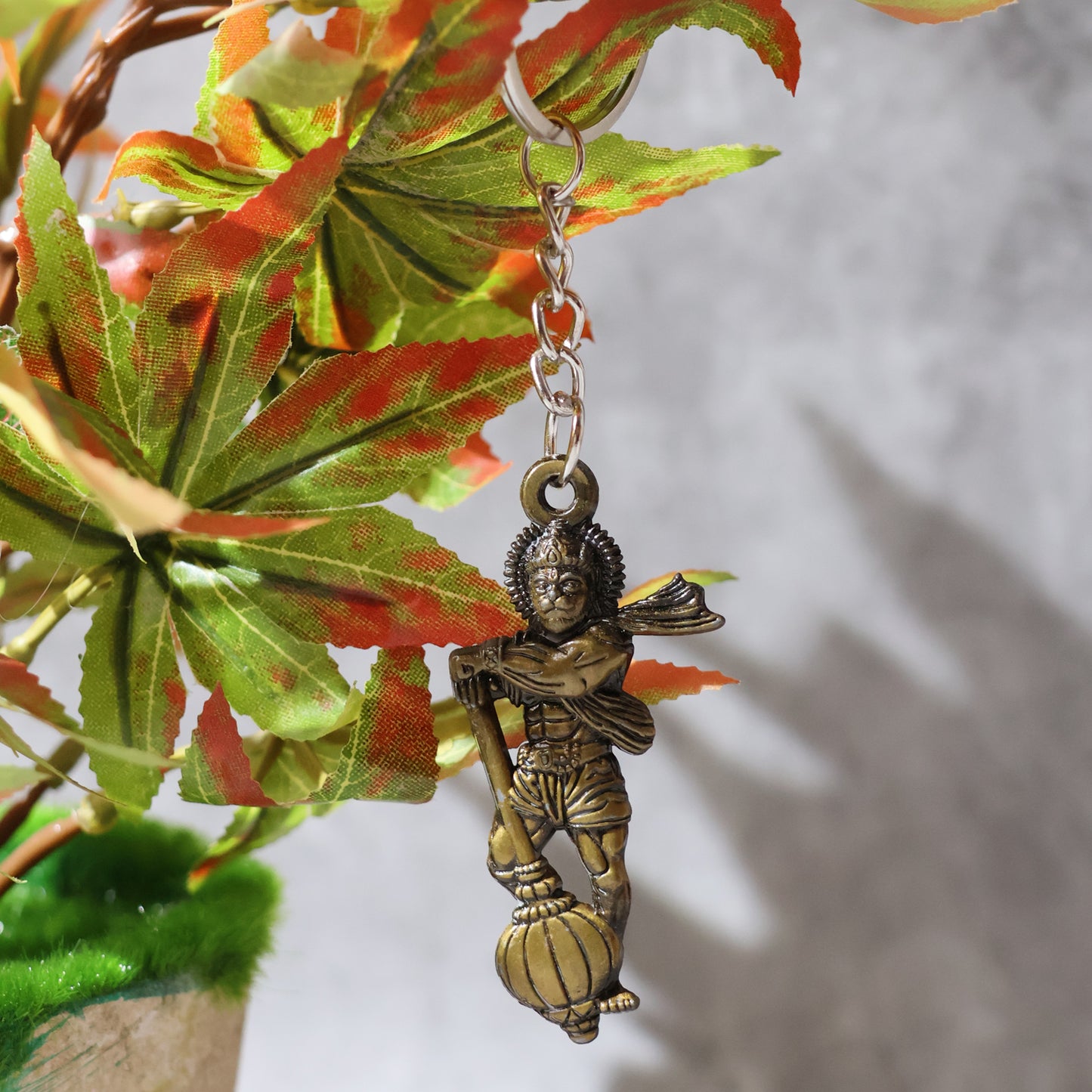Wukusy Hanuman metal keychain set with two mix design keychains featuring Hanuman motifs and detailed craftsmanship.