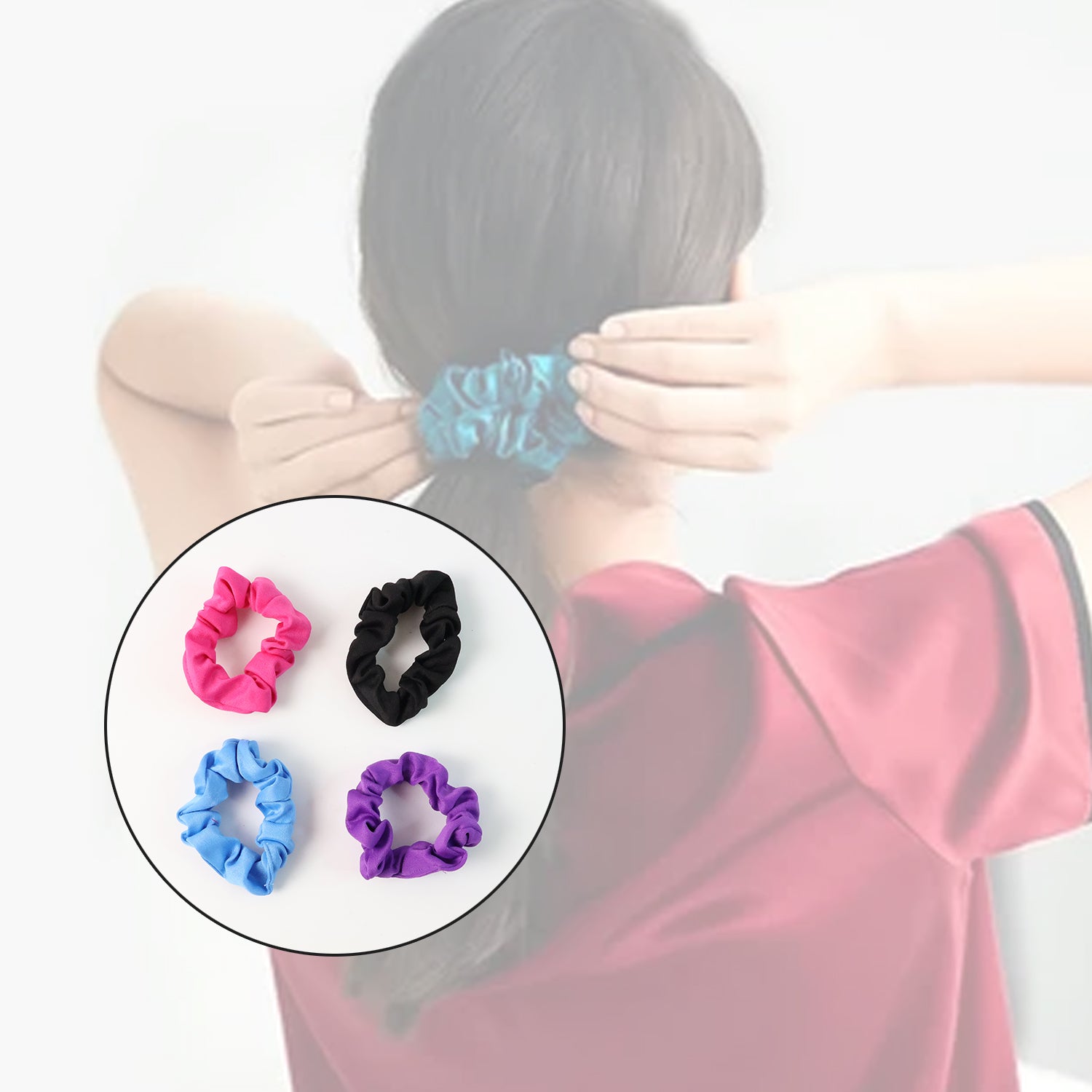 Set of soft elastic hair scrunchies by Wukusy, featuring pastel and neutral-colored fabric for gentle, secure hair styling.