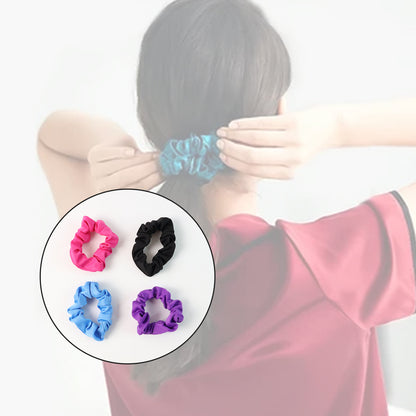 Set of soft elastic hair scrunchies by Wukusy, featuring pastel and neutral-colored fabric for gentle, secure hair styling.