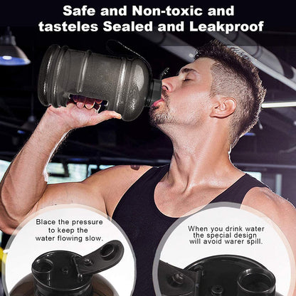 Wukusy Sports Gym 1.5L gallon water bottle with mixer and strainer for hydration and fitness use