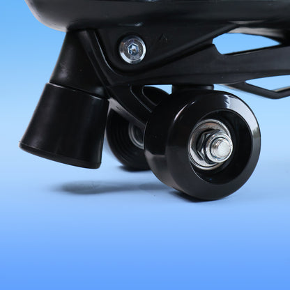 Wukusy adjustable quad roller skates for kids in large size, featuring four wheels and colorful design for outdoor fun.
