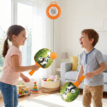 Wukusy hanging table tennis trainer set for kids, includes adjustable net and paddles for indoor practice and fun.