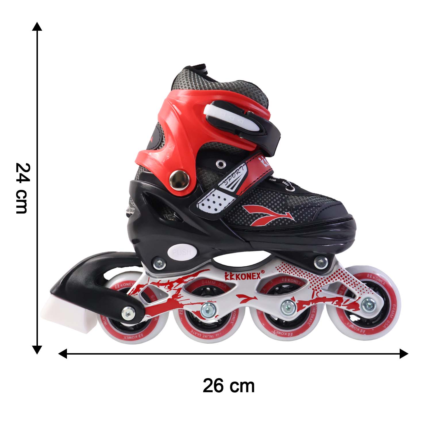 Wukusy professional adjustable inline skates for kids and adults, medium size, with black and blue design and safety features.