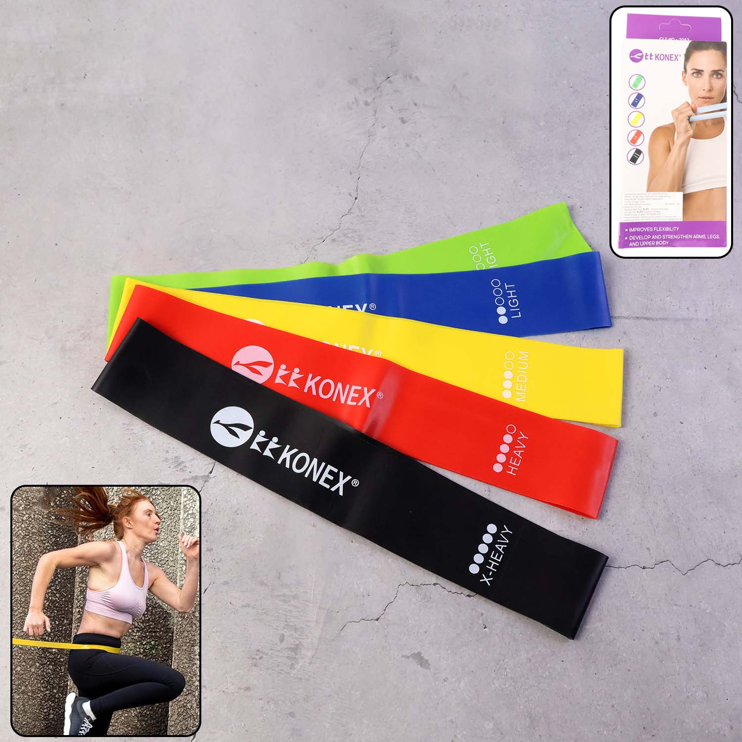 Set of five Wukusy resistance loop exercise bands for strength training and versatile workouts.