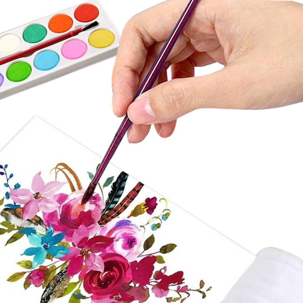Wukusy 1123 Water Color Painting Kit with 12 shades and paintbrush, 13-piece art toy set for kids and beginners.
