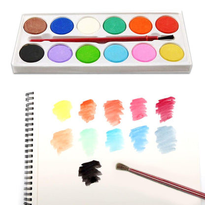 Wukusy 1123 Water Color Painting Kit with 12 shades and paint brush, 13-piece set for kids’ arts and crafts activities.