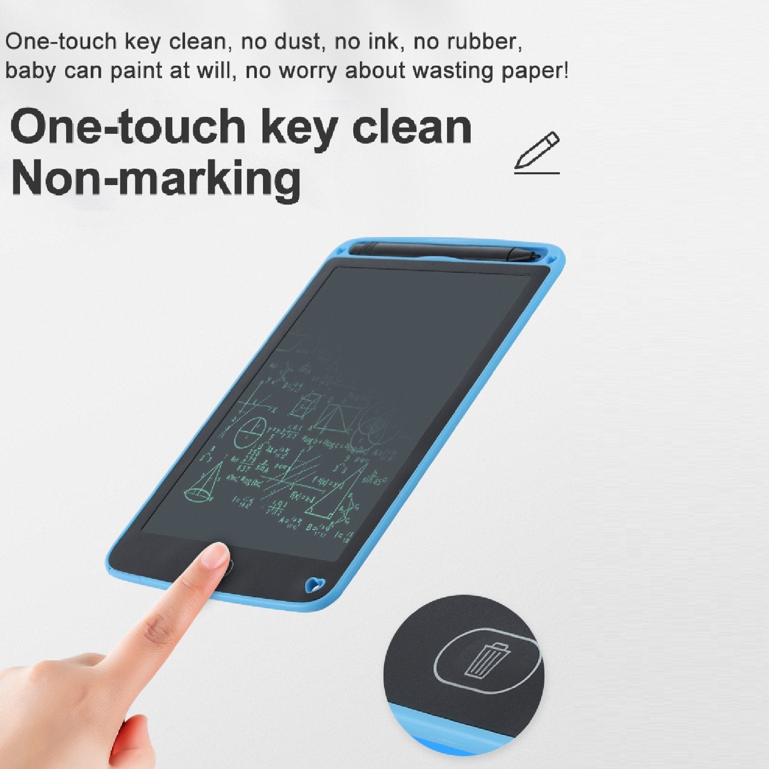 Wukusy 1412 portable LCD writing tablet for kids, digital memo pad with paperless screen for drawing and writing.