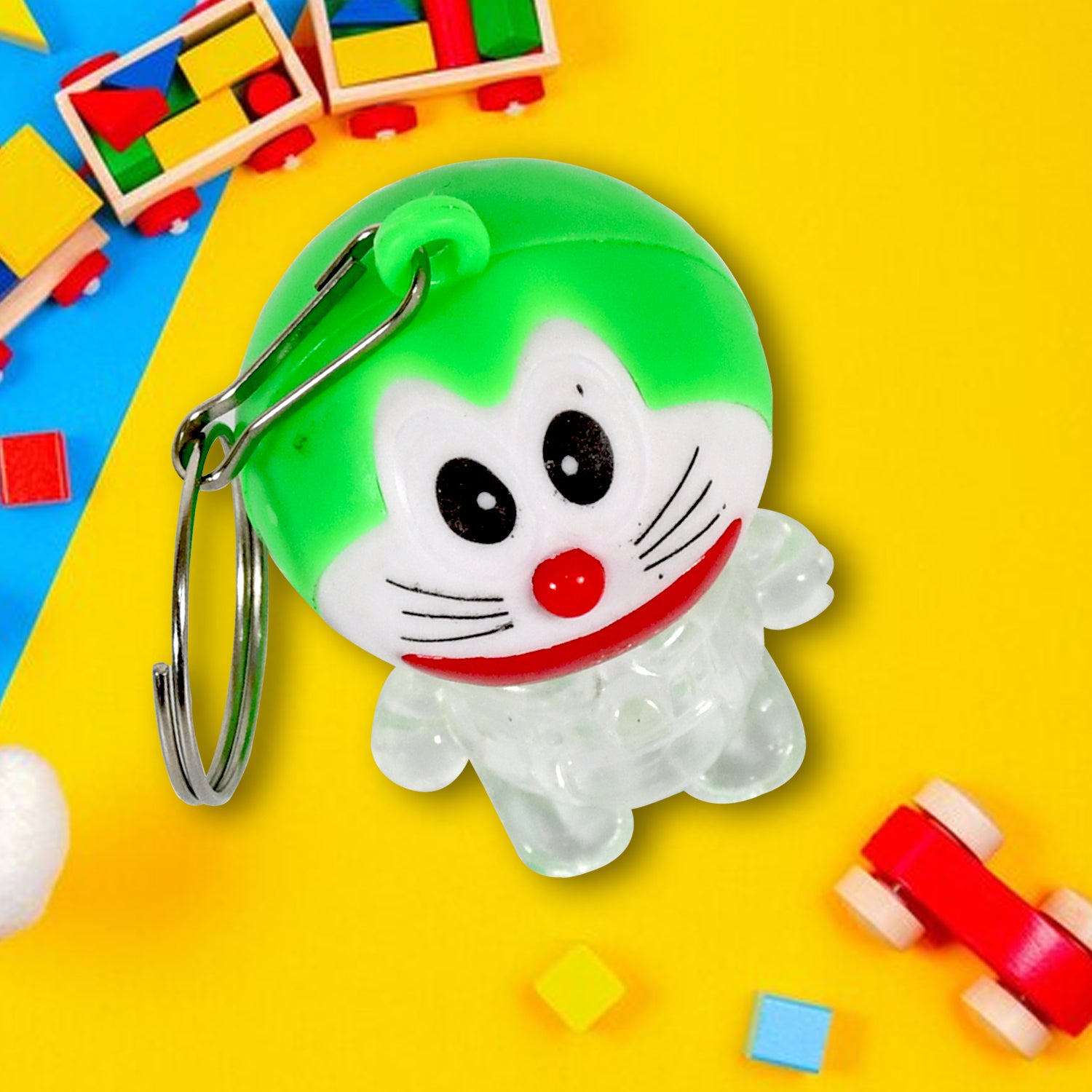 Wukusy Doremon Lightning Keychain with two colored lightning designs, toy accessory for keys or bags.