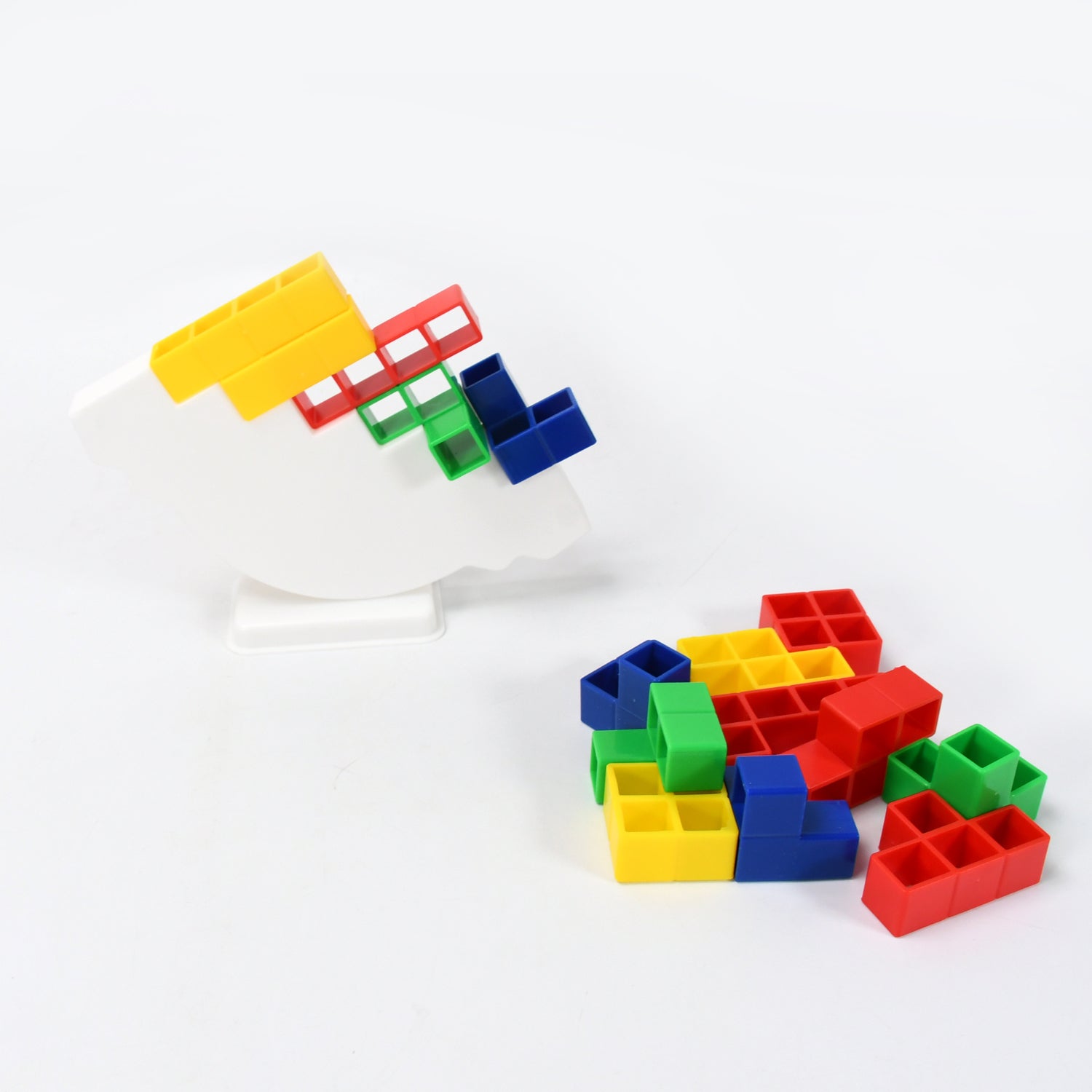 Wukusy 16-piece 3D tower stacking game with colorful blocks for kids and adults, promoting balance and building fun.