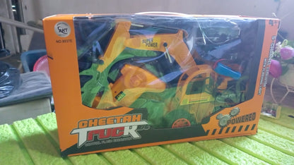 Wukusy plastic JCB construction toy truck with remote control, designed for kids and boys, featuring realistic construction details.