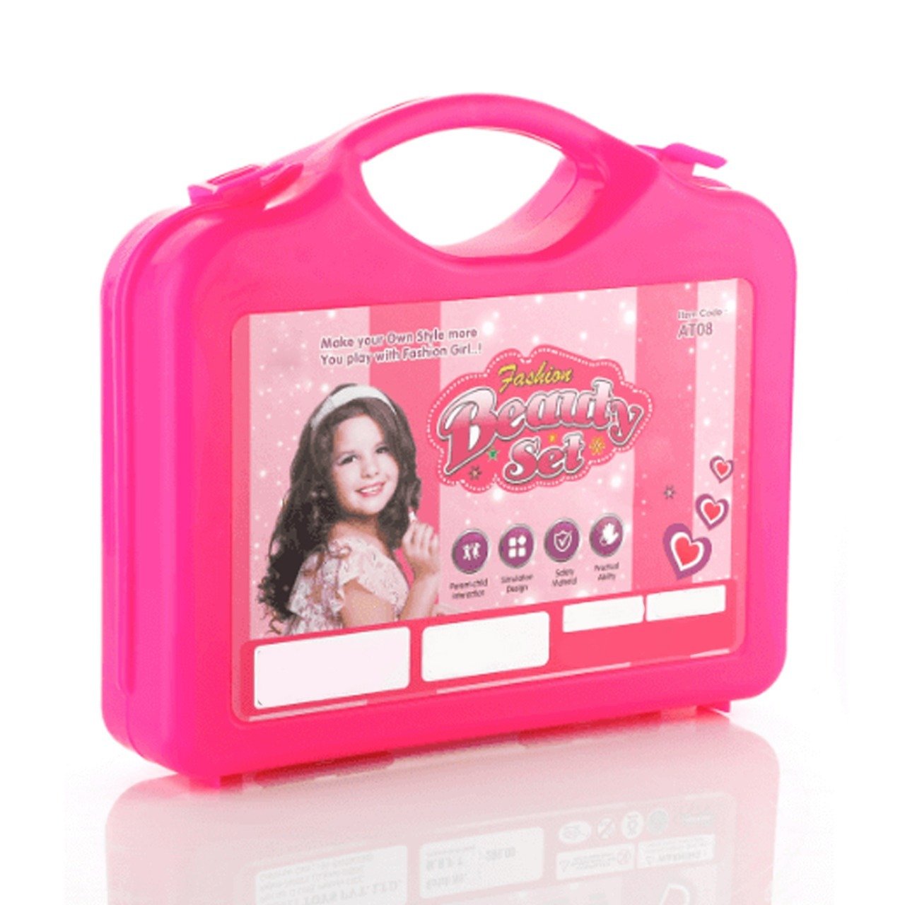 Wukusy 1908 Beauty Make Up Set for Kids Girls with foldable multicolour suitcase, toy makeup and accessories for pretend play.
