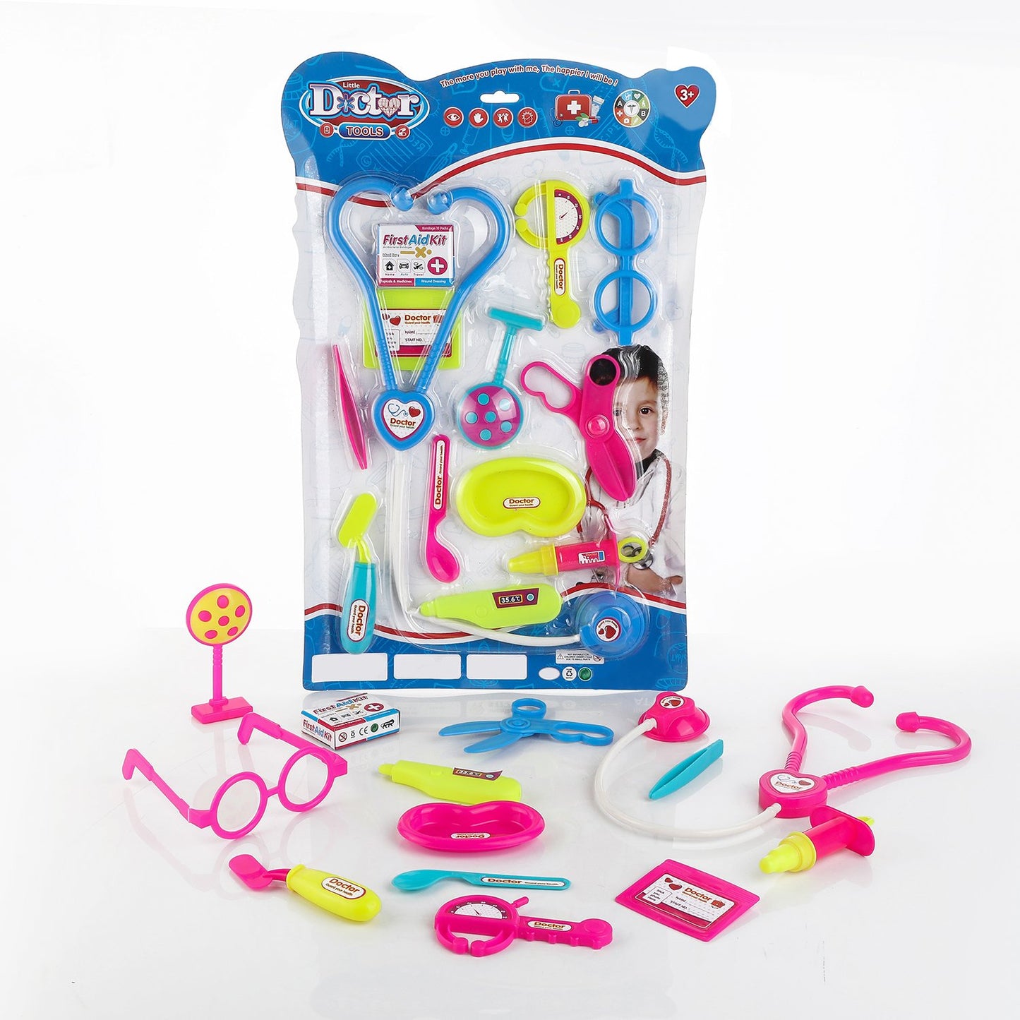 Colorful Wukusy 1914 Doctor Set for Kids toy set with medical tools, perfect for imaginative play and role-playing fun.