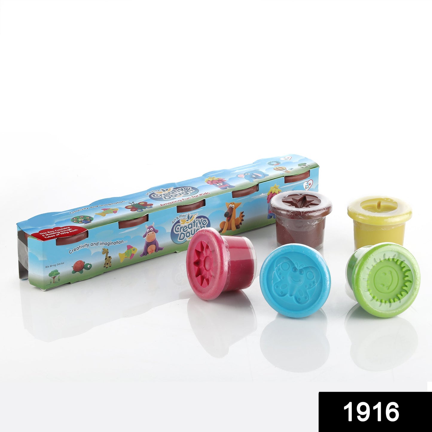 Wukusy 1916 Non-toxic Creative Dough Clay set with 5 colorful packs for kids' arts and crafts play.