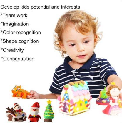 Wukusy 1916 non-toxic creative 100 dough clay pack with 5 different colorful clay pieces for children's play and craft activities.
