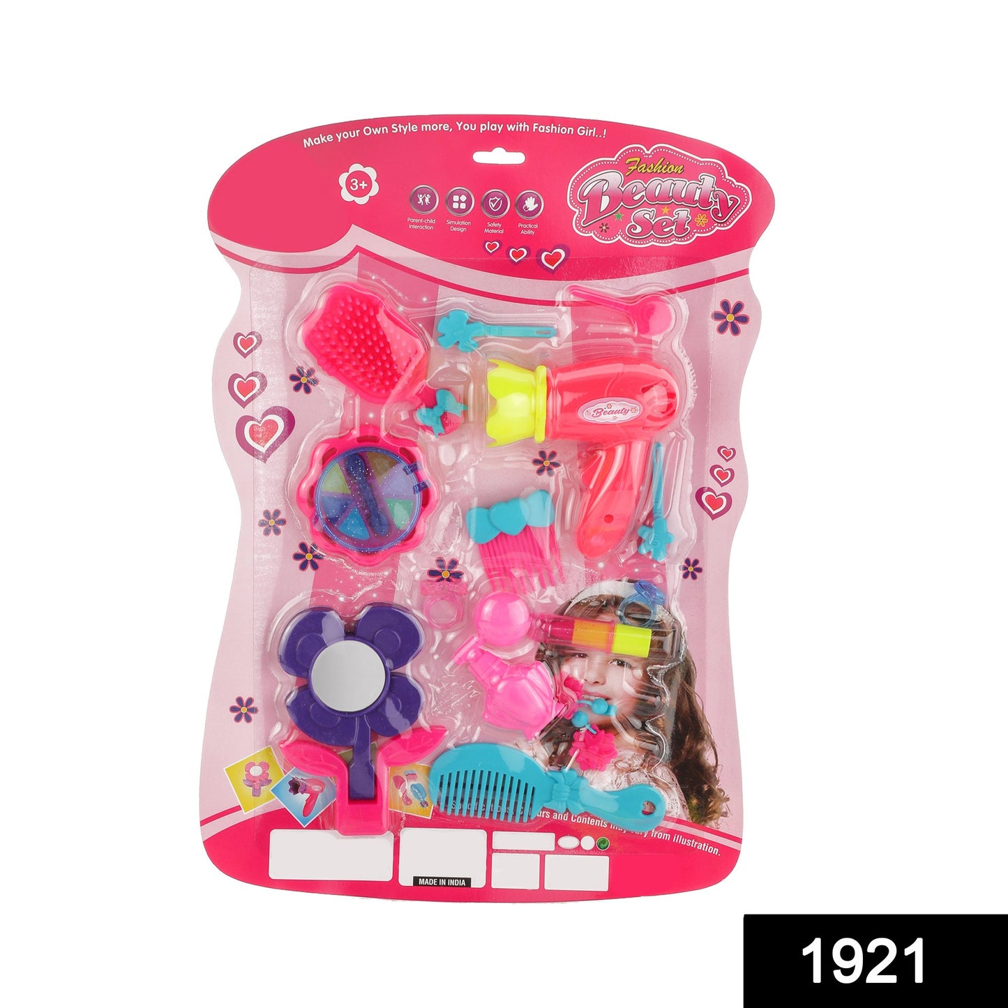 Colorful Wukusy 1921 Girls Bring Along Beauty Suitcase Makeup Vanity Toy with pretend makeup accessories for kids.