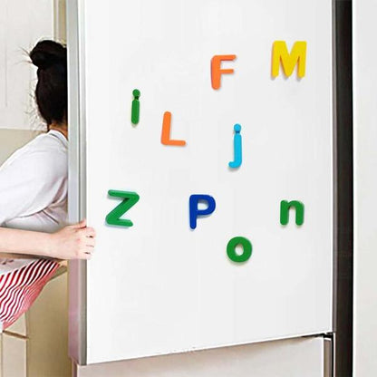 Wukusy 1924 Magnetic Letters toy showing colorful plastic alphabet letters for spelling and learning.