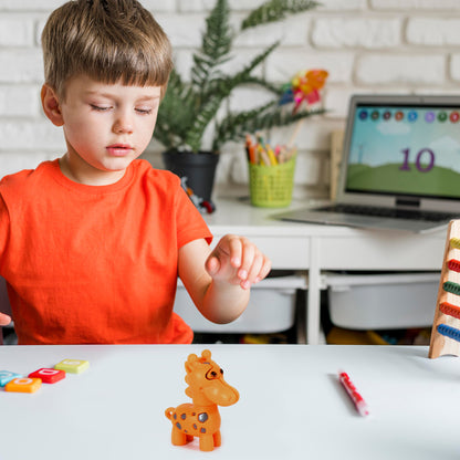 Wukusy 1933 extendable giraffe toy with a cute face and adjustable neck, perfect for children’s play and imaginative fun.
