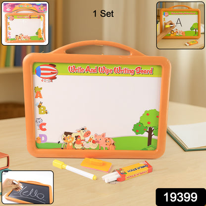 Wukusy 2-in-1 double-sided educational drawing board for kids, featuring writable and wipeable surfaces for creative play.