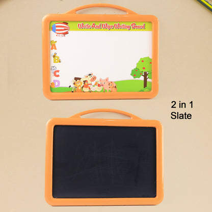 Wukusy 2-in-1 double-sided educational drawing board for kids, featuring writable and wipeable surfaces for creative play.