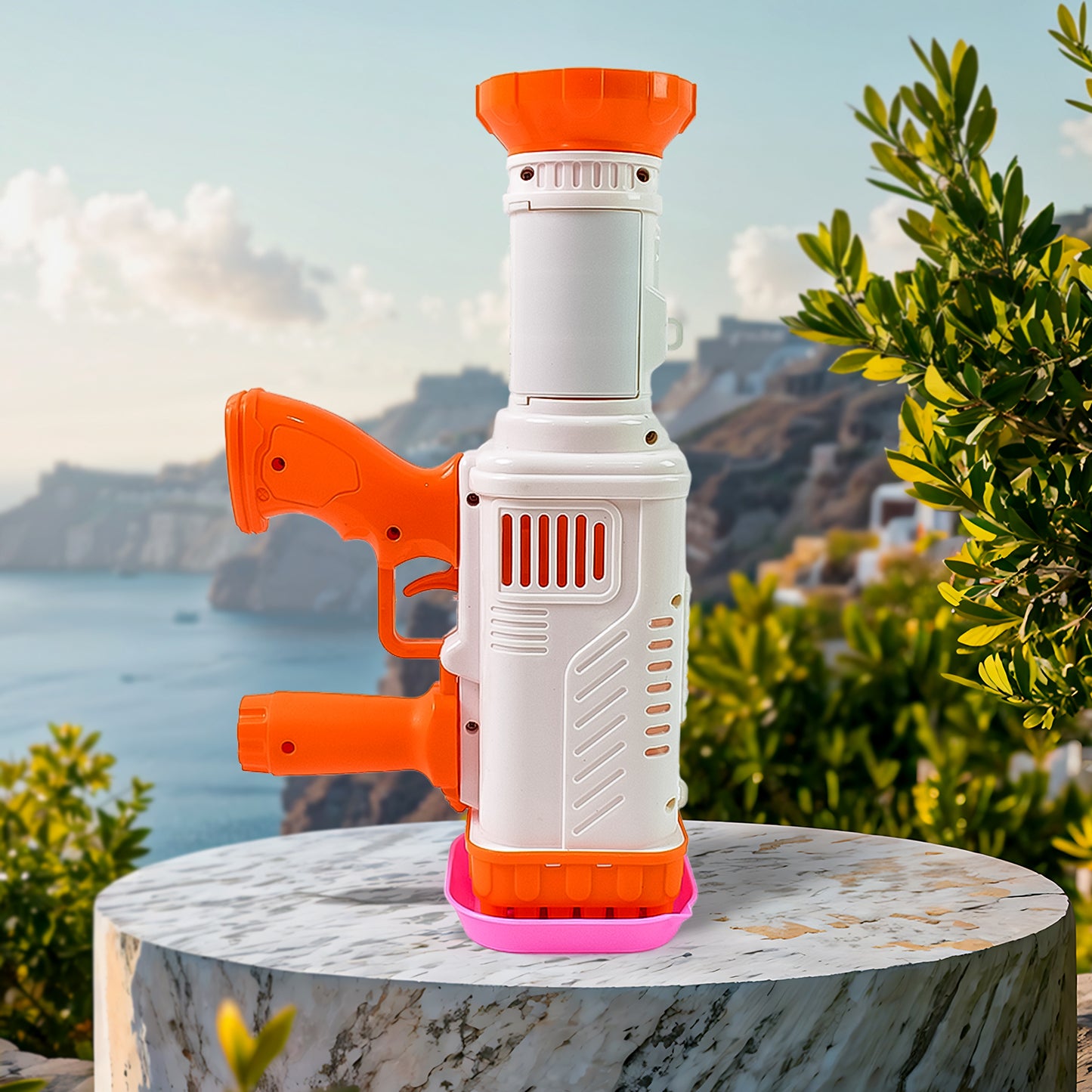 Wukusy 36-hole rechargeable bubble gun toy set with a large, powerful machine for outdoor fun and bubble blowing.