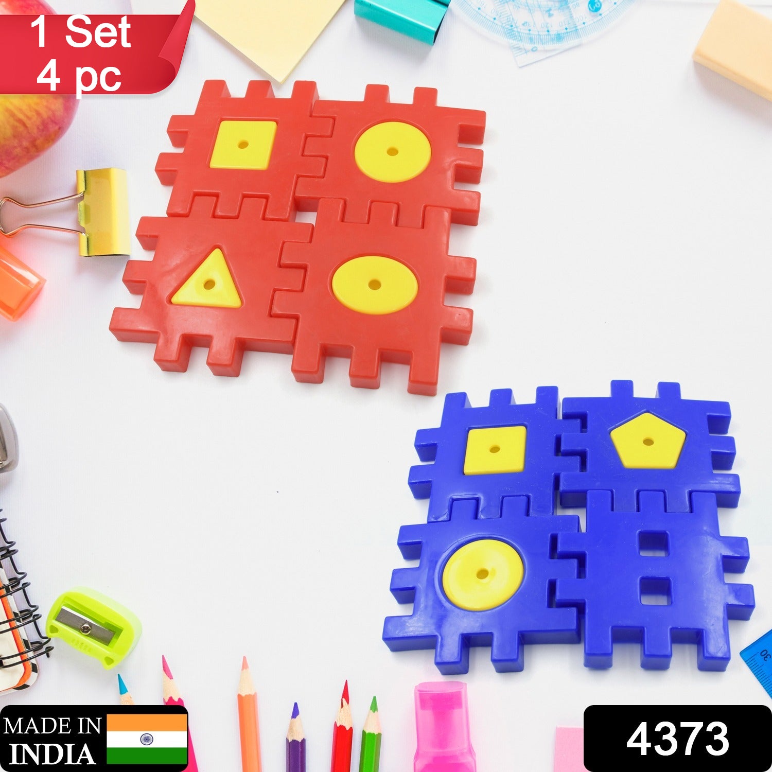 Wukusy 4-piece set of colorful digital building blocks for children ages 3-12, ideal for educational and creative play.