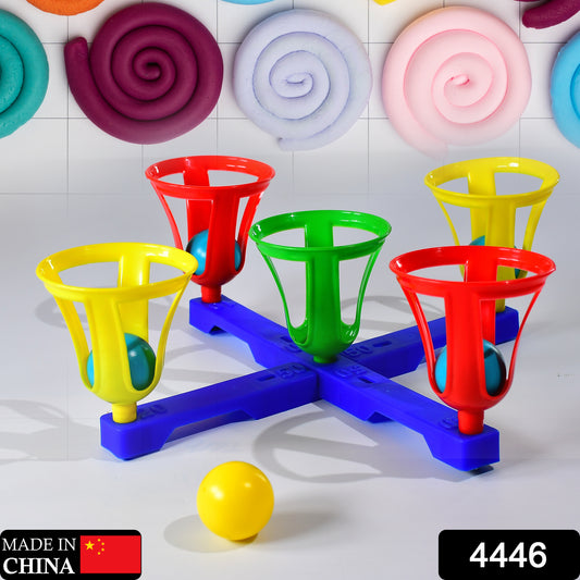 Wukusy Baskets and Balls Toy for Kids with 5 colorful baskets and 5 matching balls, fun indoor play activity for children.