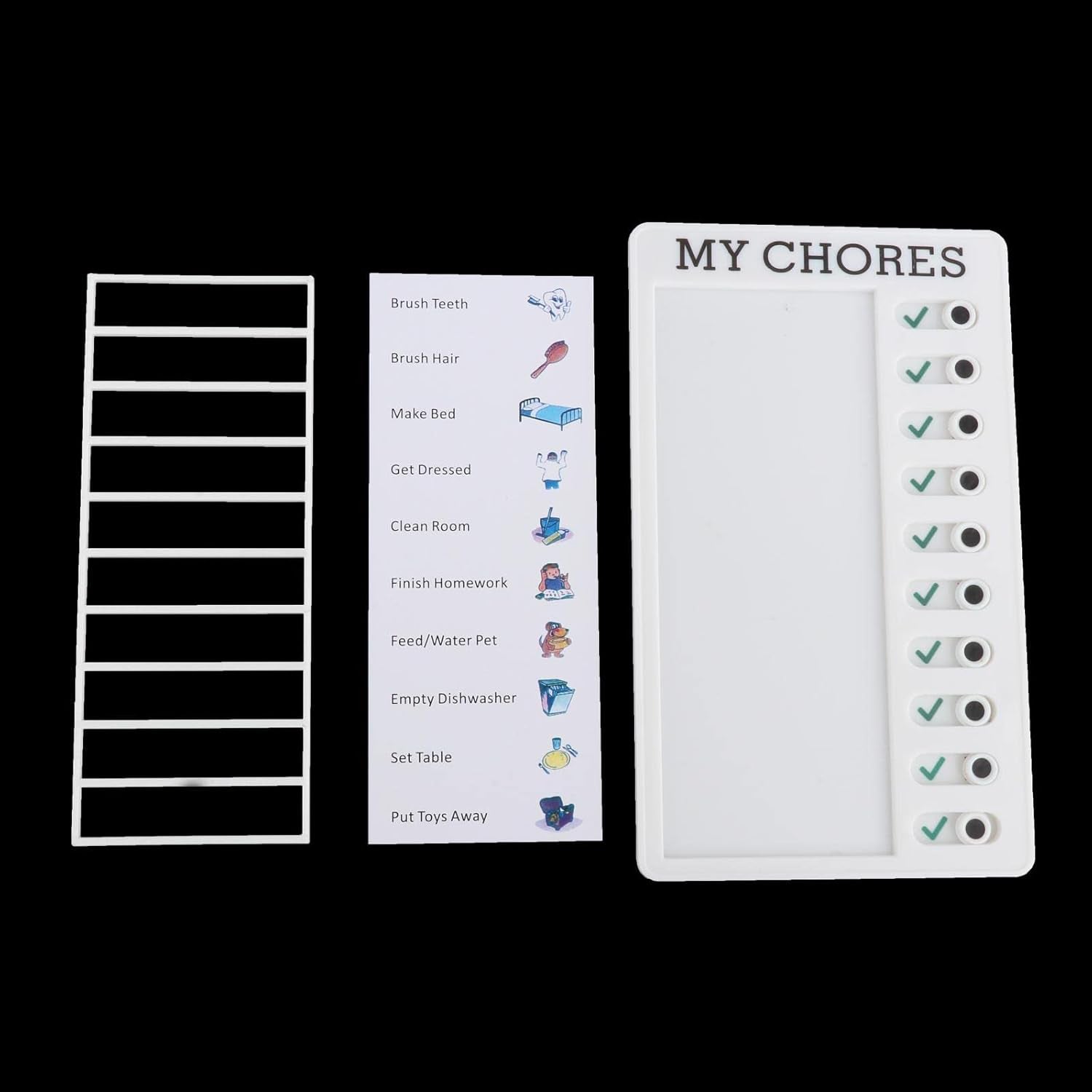Wukusy Portable My Chores Home Note Board, 20x12cm, plastic memo board for planning and reminders, toy management tool