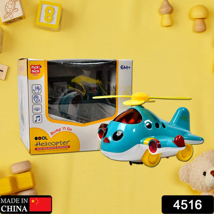 Wukusy helicopter airplane musical toy for toddlers, featuring lights, electronic movement, and colorful design for 6-18 months old.