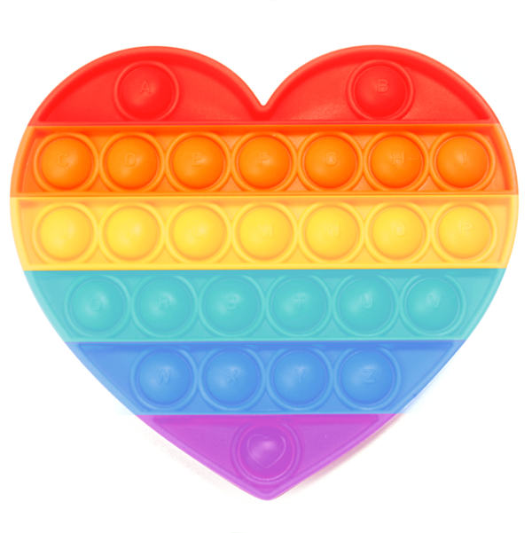 Rainbow-colored Wukusy fidget toy with random shapes, designed for sensory fun and stress relief.