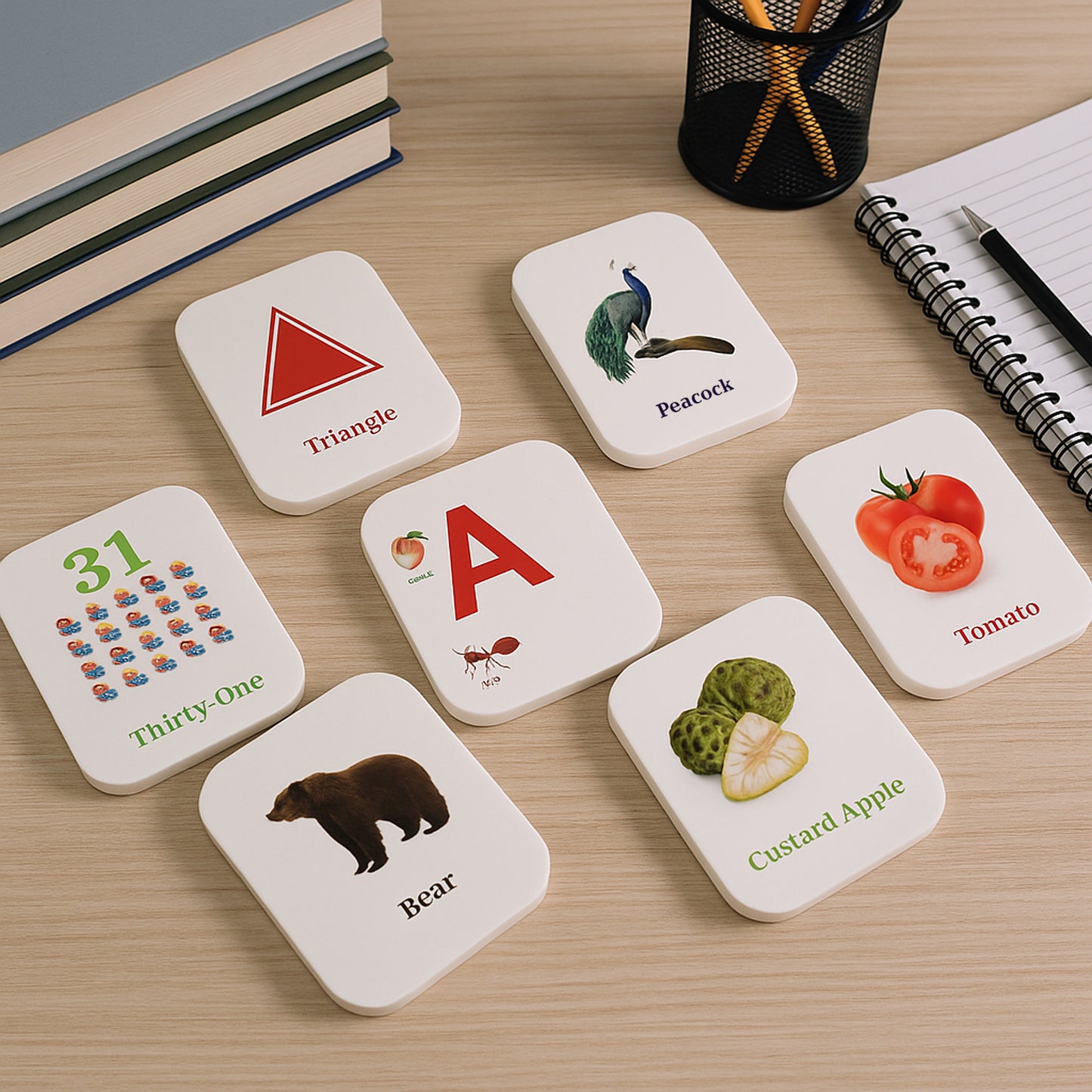 Wukusy 7-in-1 Kidkraft early learner flashcard set with 224 colorful educational cards for children’s learning toys