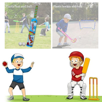 Lightweight plastic hockey set for kids with bat and ball, Wukusy toys designed for active play and outdoor fun.