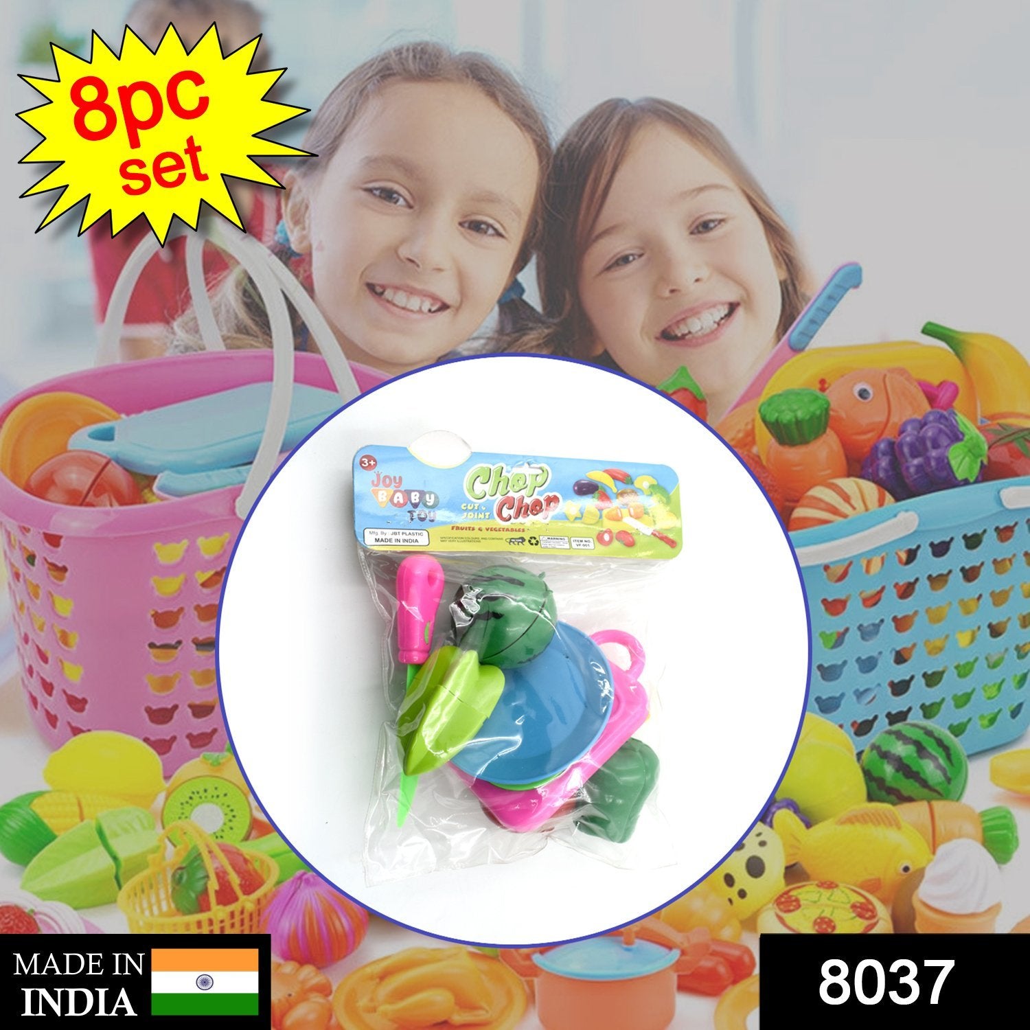 Wukusy Plastic Fruits and Veggies toy set featuring realistic, sliceable plastic fruits and vegetables for children.