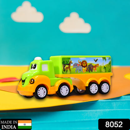Small green and yellow Wukusy toy truck for kids, featuring a compact design and colorful details perfect for play.
