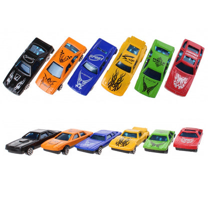 Wukusy 8058 Super Racer Power Car Set with 25 colorful toy cars and accessories for kids' imaginative play.