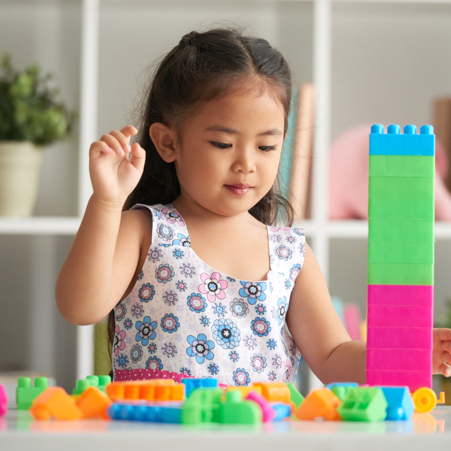 Colorful Wukusy 60-piece kids' building block set with multicolor bricks for creative play, learning, and puzzles for children.